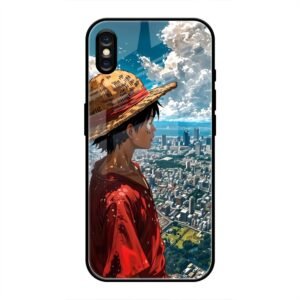 Straw Hat Overlooking the City Glass Case for iPhone XS Max