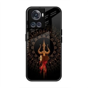 Beautiful art With Trishool Glass Case for OnePlus 10R