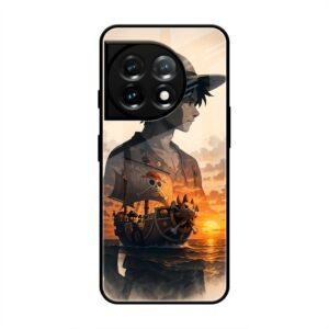 One Piece-inspired Silhouette Art Glass Case for OnePlus 11