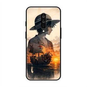 One Piece-inspired Silhouette Art Glass Case for OnePlus 8