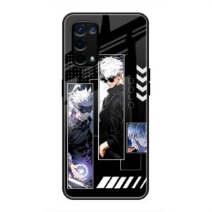 Gojo Satoru Character Montage Glass Case for Oppo A74 5G