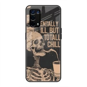 Skeleton Chill Glass Case for Oppo A74 5G