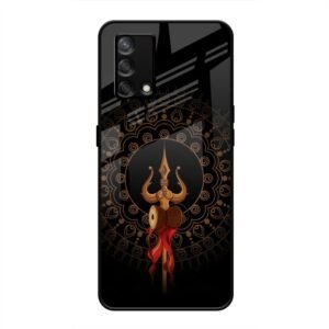 Beautiful art With Trishool Glass Case for Oppo F19