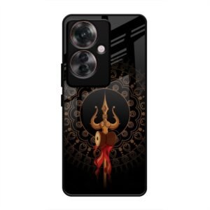 Beautiful art With Trishool Glass Case for Oppo F25 Pro