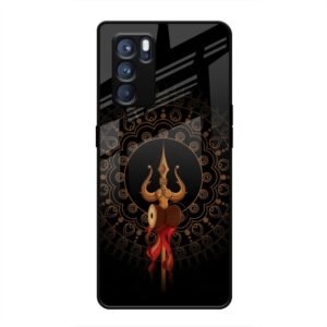 Beautiful art With Trishool Glass Case for Oppo Reno 6 4G