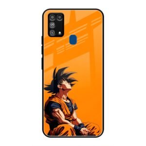 Contemplative Goku in Orange Glass Case for Samsung M31