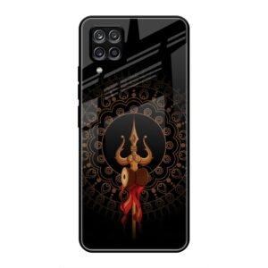Beautiful art With Trishool Glass Case for Samsung M32 4g