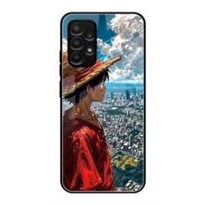 Straw Hat Overlooking the City Glass Case for Samsung M32 5g