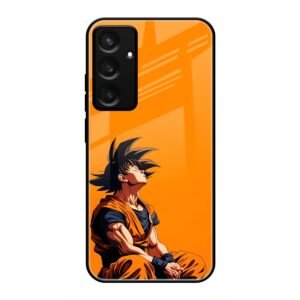 Contemplative Goku in Orange Glass Case for Samsung S24