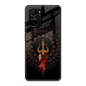 Beautiful art With Trishool Glass Case for Mi 10X