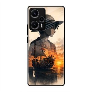 One Piece-inspired Silhouette Art Glass Case for Poco F5