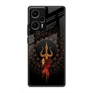 Beautiful art With Trishool Glass Case for Poco F5