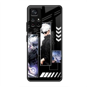 Gojo Satoru Character Montage Glass Case for Poco M4 Pro