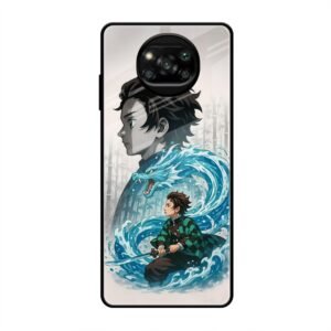 Water Dragon Warrior Glass Case for Poco X3 Pro