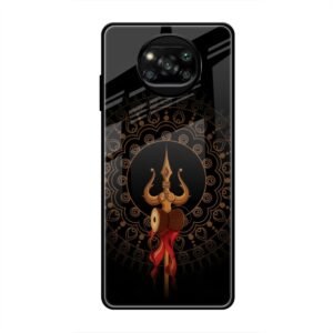 Beautiful art With Trishool Glass Case for Poco X3 Pro