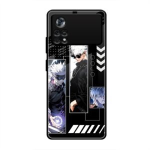 Gojo Satoru Character Montage Glass Case for Poco X4 Pro