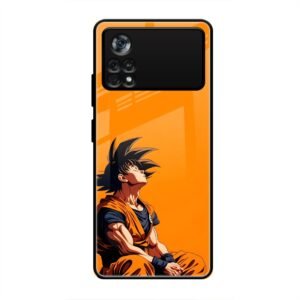 Contemplative Goku in Orange Glass Case for Poco X4 Pro