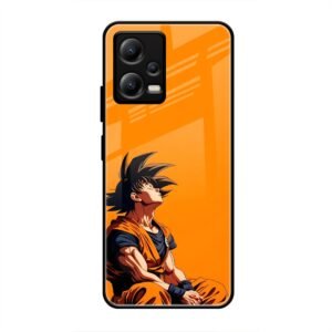 Contemplative Goku in Orange Glass Case for Poco X5
