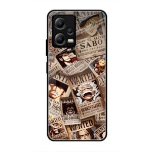 One Piece Wanted Poster Collage Glass Case for Poco X5