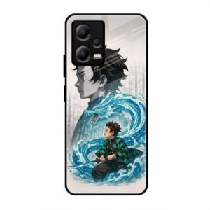 Water Dragon Warrior Glass Case for Poco X5