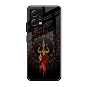 Beautiful art With Trishool Glass Case for Poco X5