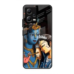 Radhe & Krishna Glass Case for Poco X5