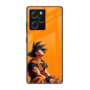 Contemplative Goku in Orange Glass Case for Poco X5 Pro