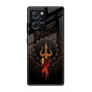Beautiful art With Trishool Glass Case for Poco X5 Pro