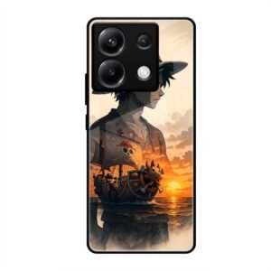 One Piece-inspired Silhouette Art Glass Case for Poco X6
