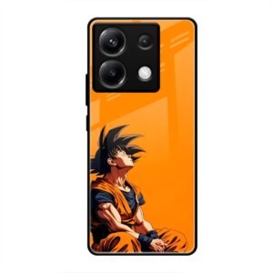 Contemplative Goku in Orange Glass Case for Poco X6