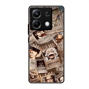 One Piece Wanted Poster Collage Glass Case for Poco X6
