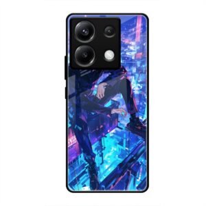Cyberpunk Vigilante Glass Case for Poco X6
