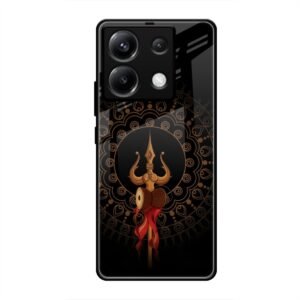 Beautiful art With Trishool Glass Case for Poco X6