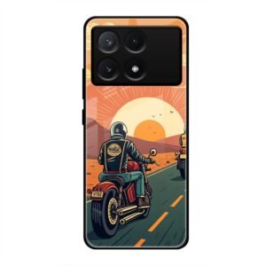 Wheels & Wanderlust Glass Case for Poco X6 Pro