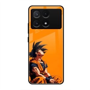 Contemplative Goku in Orange Glass Case for Poco X6 Pro