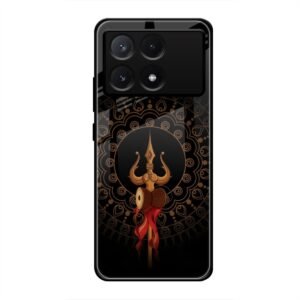 Beautiful art With Trishool Glass Case for Poco X6 Pro