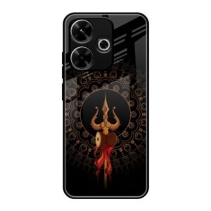 Beautiful art With Trishool Glass Case for Redmi 13