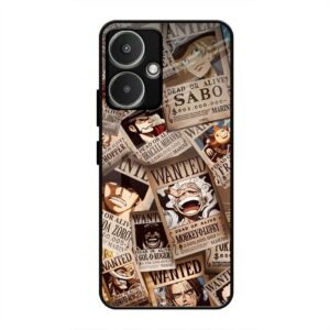 One Piece Wanted Poster Collage Glass Case for Redmi 13c 5G