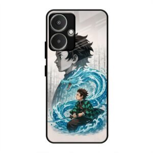 Water Dragon Warrior Glass Case for Redmi 13c 5G