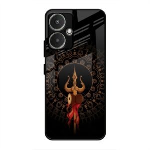 Beautiful art With Trishool Glass Case for Redmi 13c 5G