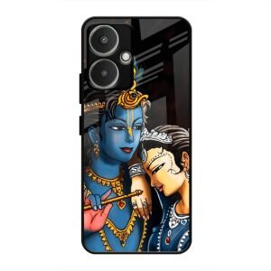 Radhe & Krishna Glass Case for Redmi 13c 5G