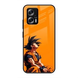 Contemplative Goku in Orange Glass Case for Redmi K50i