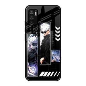 Gojo Satoru Character Montage Glass Case for Redmi Note 10t