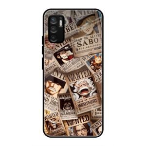 One Piece Wanted Poster Collage Glass Case for Redmi Note 10t