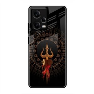 Beautiful art With Trishool Glass Case for Redmi Note 12 Pro