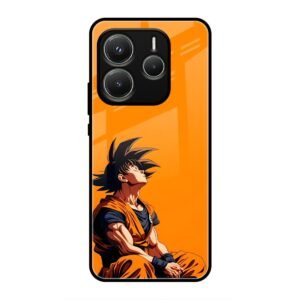Contemplative Goku in Orange Glass Case for Redmi Note 14 5g